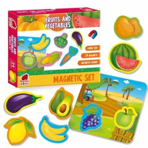 ZESTAW MAGNETYCZNY OWOCE I WARZYWA Z TABLICĄ MAGNESY UKŁADANKA ROTER KAFER ZESTAW MAGNETYCZNY OWOCE I WARZYWA Z TABLICĄ MAGNESY UKŁADANKA ROTER KAFER