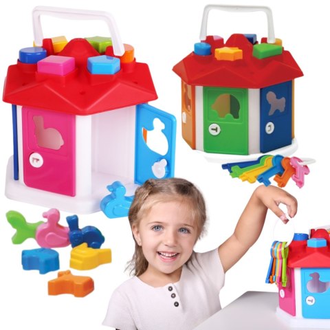 SORTER DOMEK EDUKACYJNY Z KLUCZAMI ZESTAW KLOCKI KSZTAŁTY KOLORY SORTER DOMEK EDUKACYJNY Z KLUCZAMI ZESTAW KLOCKI KSZTAŁTY KOLORY