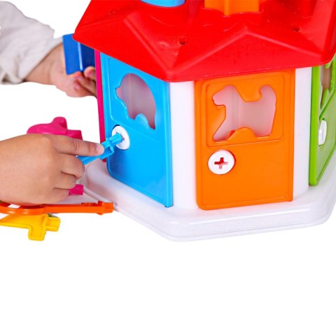 SORTER DOMEK EDUKACYJNY Z KLUCZAMI ZESTAW KLOCKI KSZTAŁTY KOLORY SORTER DOMEK EDUKACYJNY Z KLUCZAMI ZESTAW KLOCKI KSZTAŁTY KOLORY