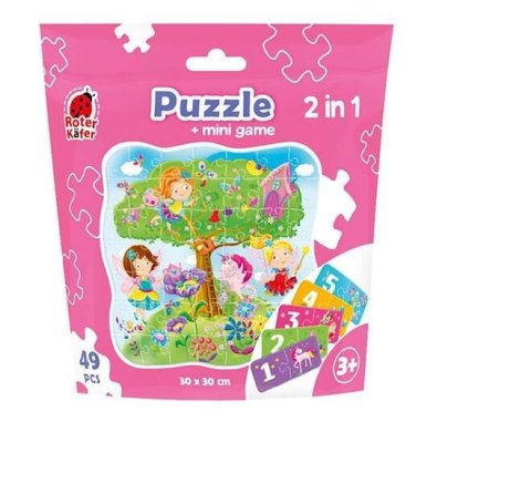 PUZZLE 2W1 WRÓŻKI W SASZETCE UKŁADANKA MINI GRA NAUKA LICZENIA ROTER KAFER