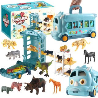 Animal park dinosaur bus with 9 animals
