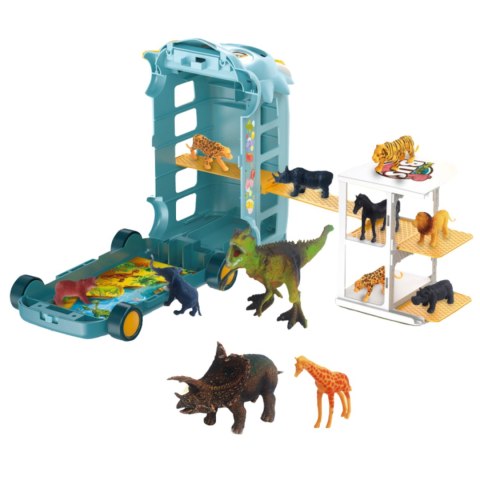 Animal park dinosaur bus with 9 animals