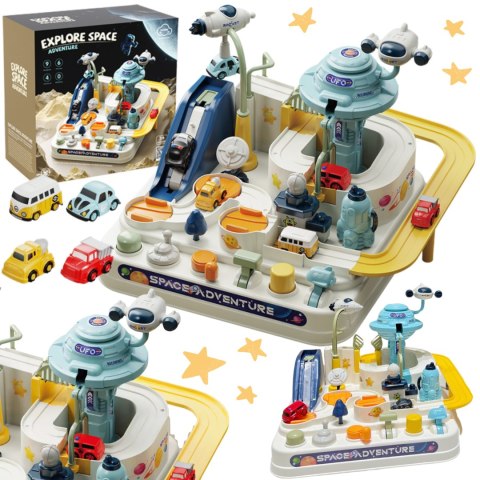 Space themed adventure with 4 cars (6 buttons