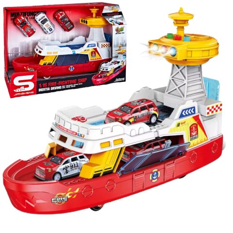1: 16 Friction coastal defense ships with lighting and music(With 3 small cars) 1: 16 Friction coastal defense ships with lighting and music(With 3 small cars)