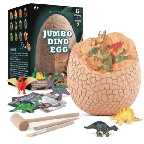 Giant dinosaur egg contains 12 dinosaurs, 12 cards and 3 tools