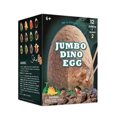 Giant dinosaur egg contains 12 dinosaurs, 12 cards and 3 tools