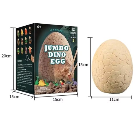 Giant dinosaur egg contains 12 dinosaurs, 12 cards and 3 tools