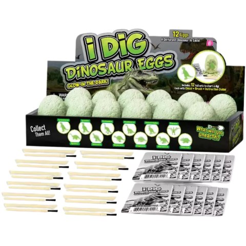 Archaeological dinosaur eggs 12 pc/box with single double-headed tools
