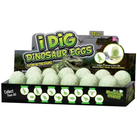 Archaeological dinosaur eggs 12 pc/box with single double-headed tools