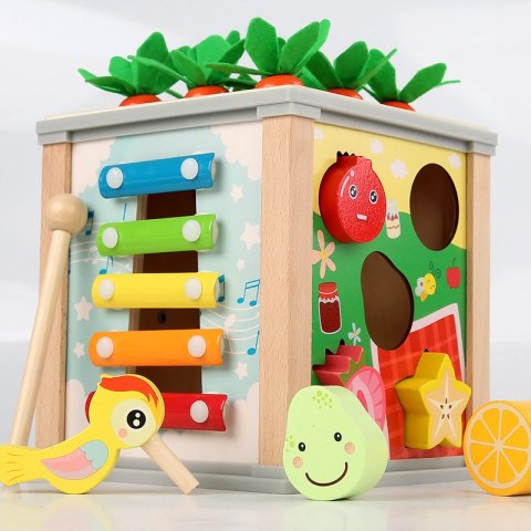 DREWNIANA KOSTKA EDUKACYJNA SORTER CYMBAŁKI DREWNIANA KOSTKA EDUKACYJNA SORTER CYMBAŁKI