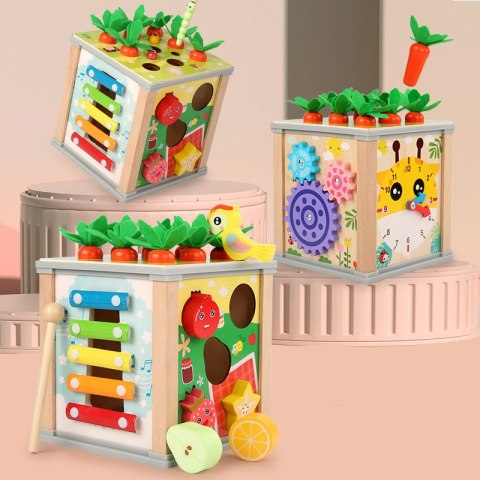 DREWNIANA KOSTKA EDUKACYJNA SORTER CYMBAŁKI DREWNIANA KOSTKA EDUKACYJNA SORTER CYMBAŁKI