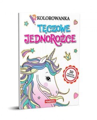 Kolorowanka z naklejkami z brokatem Tęczowe jednorożce