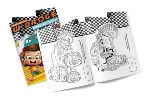 NOWOŚĆ! Kolorowanka W drogę. Monster Trucki z naklejkami NOWOŚĆ! Kolorowanka W drogę. Monster Trucki z naklejkami