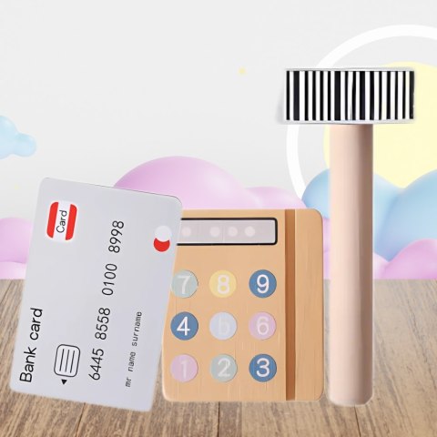 Drewniana Kasa Fiskalna Sklepowa Dla Dzieci z Pieniędzmi Kartą Czytnikiem Zabawka Edukacyjna Drewniana Kasa Fiskalna Sklepowa Dla Dzieci z Pieniędzmi Kartą Czytnikiem Zabawka Edukacyjna