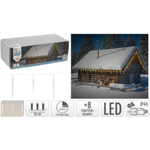LAMPKI KURTYNA ŚWIETLNA SOPLE ZEW 72 LED CIEPŁY BIAŁY TIMER LAMPKI KURTYNA ŚWIETLNA SOPLE ZEW 72 LED CIEPŁY BIAŁY TIMER