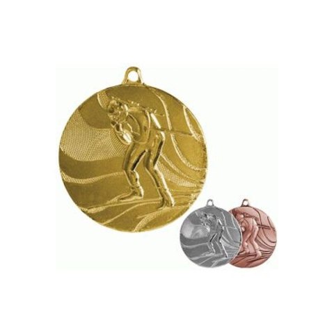 Medal złoty biathlon z miejscem na emblemat 25 mm - medal stalowy Medal złoty biathlon z miejscem na emblemat 25 mm - medal stalowy