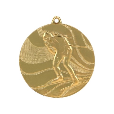 Medal złoty biathlon z miejscem na emblemat 25 mm - medal stalowy Medal złoty biathlon z miejscem na emblemat 25 mm - medal stalowy