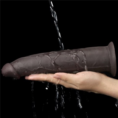 WIBRATOR 9'' DUAL LAYERED SILICONE ROTATOR CZARNE