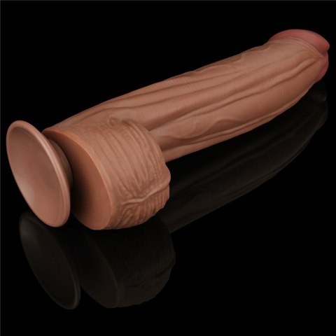 DILDO 12'' KING SIZED SLIDING SKIN DUAL LAYER DONG BRĄZOWY