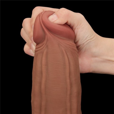 DILDO 12'' KING SIZED SLIDING SKIN DUAL LAYER DONG BRĄZOWY