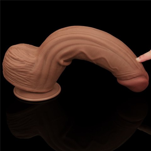 DILDO 12'' KING SIZED SLIDING SKIN DUAL LAYER DONG BRĄZOWY