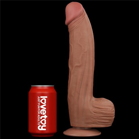 DILDO 12'' KING SIZED SLIDING SKIN DUAL LAYER DONG BRĄZOWY