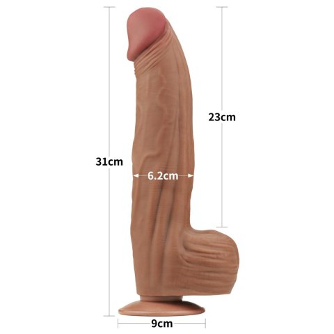 DILDO 12'' KING SIZED SLIDING SKIN DUAL LAYER DONG BRĄZOWY