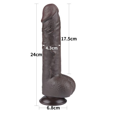 DILDO 9.5'' SLIDING SKIN DUAL LAYER DONG CZARNE