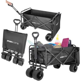 WÓZEK TURYSTYCZNO PLAŻOWY DELUXE SKŁADANY 90x57x73-96CM Z UCHWYTEM CZARNY
