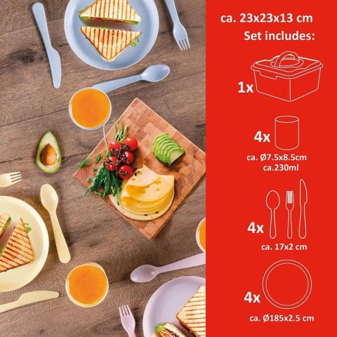ZESTAW NACZYŃ TURYSTYCZNO PIKNIKOWYCH 21 ELEMENTÓW ALPINA
