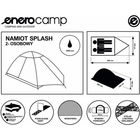 NAMIOT 2 OSOBOWY SPLASH Z TROPIKIEM ENERO CAMP