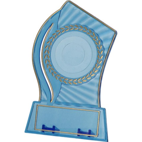 Trofeum plastikowe - przezroczysto - złote z miejscem na wklejkę 50mm i tabliczkę 65mmX23mm T-M Trofeum plastikowe - przezroczysto - złote z miejscem na wklejkę 50mm i tabliczkę 65mmX23mm T-M