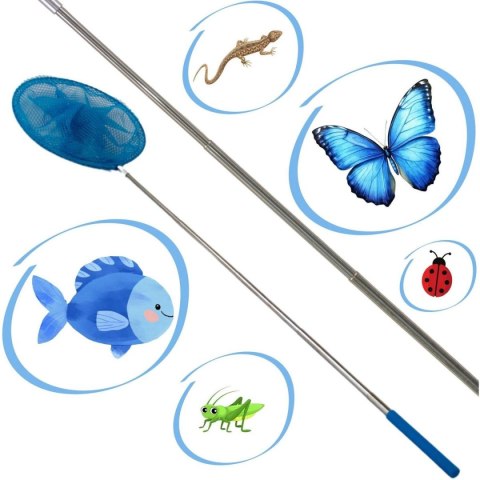SIATKA NA MOTYLE OWADY SKŁADANA TELESKOPOWA 38,5-86CM NIEBIESKA