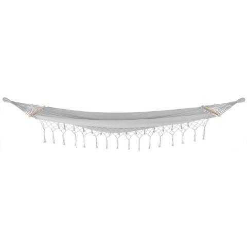HAMAK OGRODOWY 2 OSOBOWY 200X150CM Z DRĄŻKIEM I Z FRĘDZLAMI MIAMI SZARY