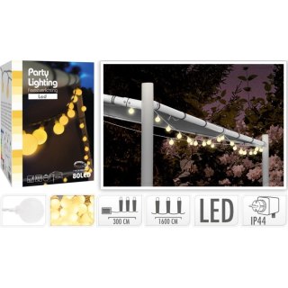 GIRLANDA OGRODOWA PARTY LIGHT 80LED CIEPŁY BIAŁY