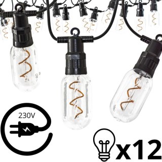 PARTY LIGHT GIRLANDA ZEWNĘTRZNA 12 ŻARÓWEK 12LED SPIRALNYCH 6,3M 230V
