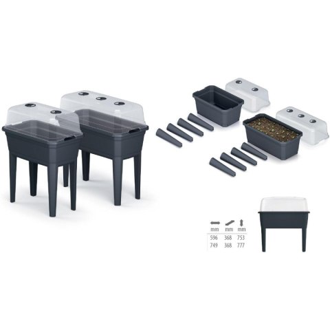 SZKLARNIA STOJĄCA ROZSADNIK RESPANA SET ECOLINE 74,6x77,7x36,8CM ANTRACYT