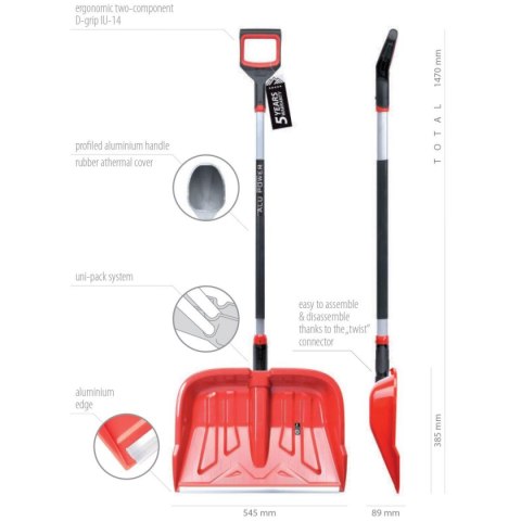 ŁOPATA DO ŚNIEGU SNOWER 55D PROFI CZERWONA