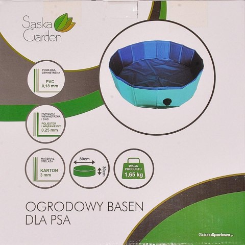 BASEN OGRODOWY SKŁADANY DLA PSA 80X30CM SASKA GARDEN