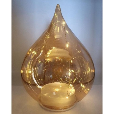 BOMBKA FORMÓWKA SZKLANA KROPLA LED 15CM GOLD