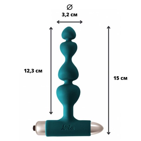 Korek analny z wibracjami, silikonowy. Kulkowy z uchwytem
