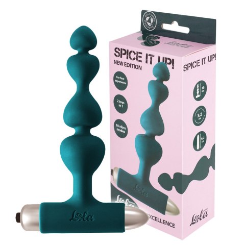 Korek analny z wibracjami, silikonowy. Kulkowy z uchwytem