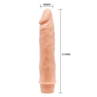Dildo, penis z wibracjami dla kobiet 21 cm. Zasilany bateriami. Cielisty