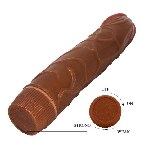 Realistyczny wibrator dildo z grubymi żyłami i główką penisa. Podnieca