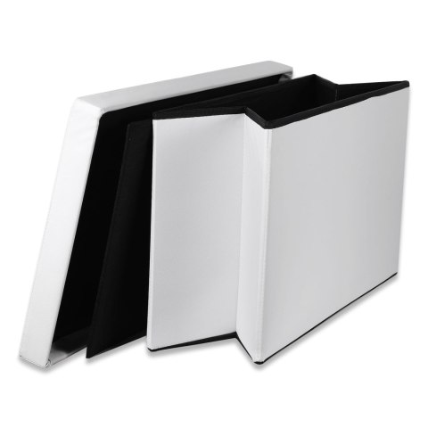 Pufa składana XXL z guzikami - 80x40x40cm ekoskóra biała