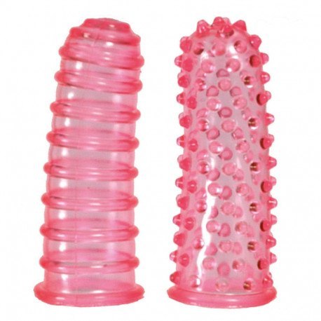 Dwie nakładki na penis LUSTFINGERS SOFT+BUMPY PINK