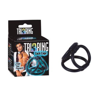 Pierścień erekcyjny - Tri ring Cock cage czarny
