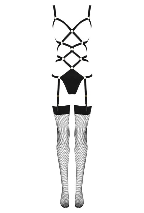 Thiara Black czarne body z pończochami L/XL