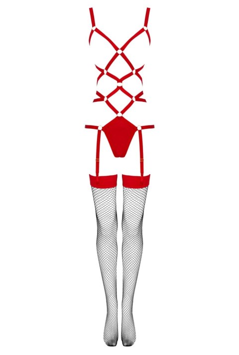 Thiara Red czerwone body z pończochami S/M