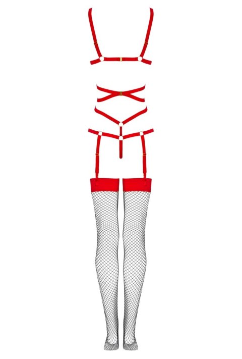 Thiara Red czerwone body z pończochami S/M